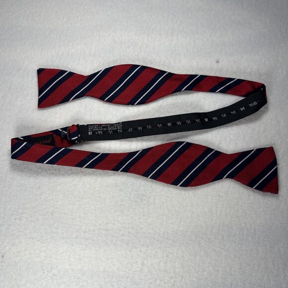 Vintage Bert Pulitzer Bow Tie Red Blue Self-Tie Adjustable 13 3/4 - 18 USA - Picture 4 of 8